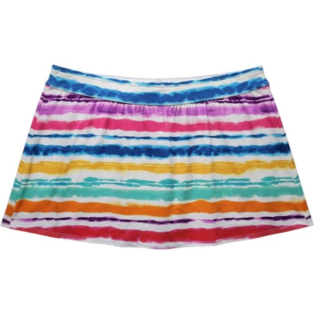 Lands End 26W Swim Skirt Rainbow Stripe Built In Briefs Women